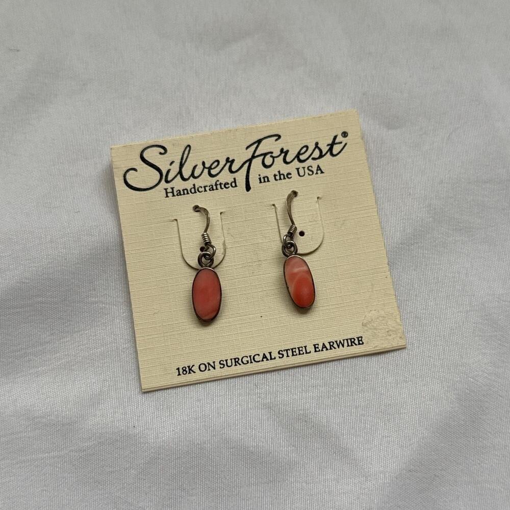 Red pink coral boho earrings handcrafted - Picture 4 of 7